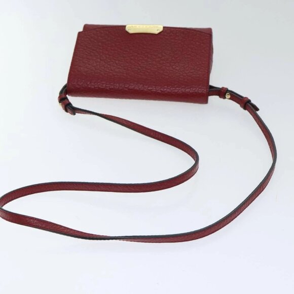 BURBERRY Shoulder Bag Leather Red Gold Auth - Picture 4 of 16